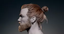  Game Hair - Man Real-time Hairstyle Beard and Eyebrows Low-poly 3D model