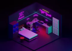 Girl Gaming Room Low-poly 3D model