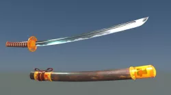 Golden Shinobi Katana Low-poly 3D model