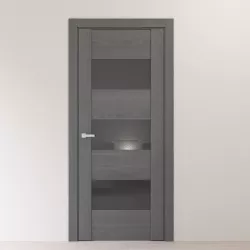 Gray oak interior door with dark gray glass 3D model