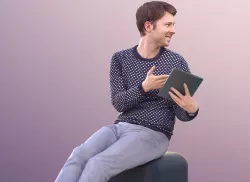 Guy sitting watching ipad tablet 3dhuman - 11300 John Low-poly 3D model