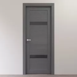 Interior door in gray oak with gray glass inserts 3D model