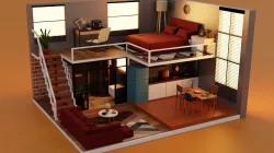 interior house Low-poly 3D model