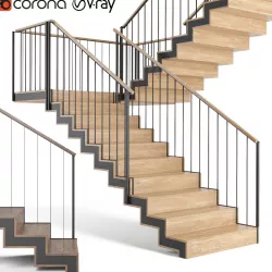 Ladder on a metal frame 3D model