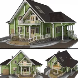Log house - rounded log 3D model