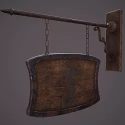 Medieval Blacksmith Store front Sign Low-poly 3D model
