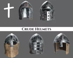Medieval Crude Helmets Low-poly 3D model