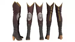 Medieval Female High Heel Tigh Boots Low-poly 3D model