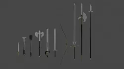 Medieval weapon set low-poly 3D model