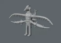 monster with crow skull head 3D model
