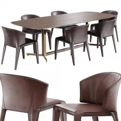 natuzzi atta chair campus table 3D model