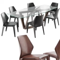 natuzzi frida chair hex table 3D model