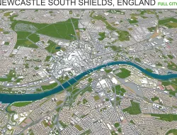 Newcastle Upon Tyne Gateshead Sunderland South Shields in UK Low-poly 3D model
