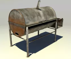 Oil Drum Grill Low-poly 3D model