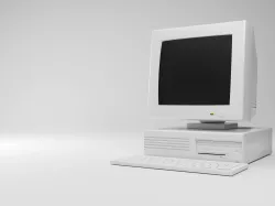 Old computer pc desktop and keyboard Low-poly 3D model Low-poly 3D model