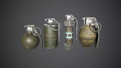 PACK OF GRENADES M84 M62 M67 M18 GRENADE PACK Low-poly 3D model
