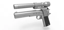 Pistol AMT Hardballer Long Slide from the movie Terminator 1984 3D model