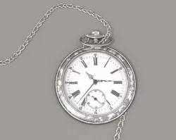 Pocket watch with chain 3D model