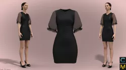 puffy sleeves dress 3D model