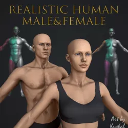 Realistic Human Male and Female Low-poly 3D model