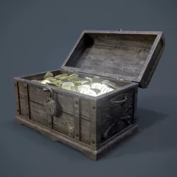 RIGGED Pirate Treasure Chest Low-poly 3D model