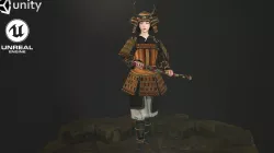 Samurai Sakura Low-poly 3D model