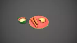 Santa Snack Plate - Green Cup and Red Plate Low-poly 3D model