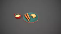 Santa Snack Plate - Red Cup and Blue Plate Low-poly 3D model