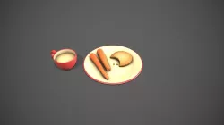 Santa Snack Plate - Red Cup and Cream Plate Low-poly 3D model