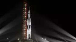 Saturn V Launch Vehicle with Apollo Spacecraft and Launch Tower 3D model