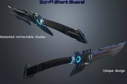 Sci-fi Short Sword Low-poly 3D model