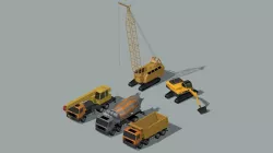 set of construction equipment 3D model