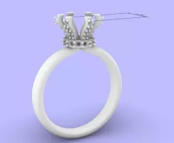 solitaire ring with diamond crown 3D model