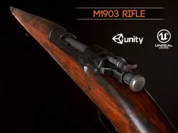 Springfield M1903 Sniper rifle USA WW2 PBR Low-poly 3D model