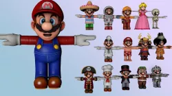 Super Mario 15 character -rig- 3D model