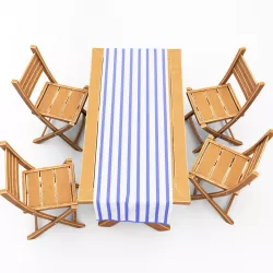 Table Chair Wood Set Cartoon 3D model