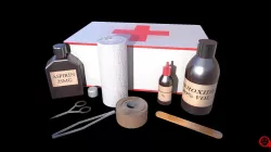 Vintage Medical Kit with Props Low-poly 3D model
