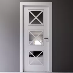 White interior door with Art Deco style mirror inserts 3D model