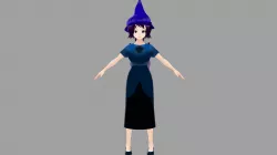 WITCH 3D MODEL ANIME CHARACTER KIRA T-POSE SHAPE KEYS Low-poly Low-poly 3D model