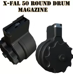X FAL 50 Round Drum Magazine For 308 Rifles Low Poly PBR  Low-poly 3D model