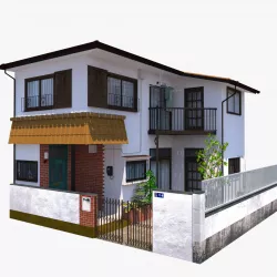 Yellow House Low-poly 3D model