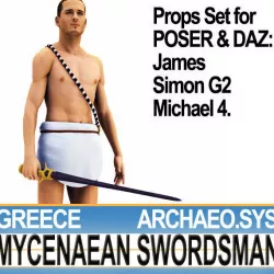 Ancient Greek Mycenaean Swordsman Set Poser Daz 3D model