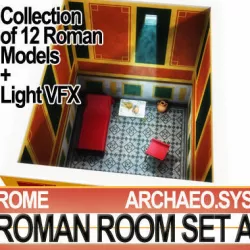 Ancient Roman Room Set A  12 Models with Candle Flame VFX 3D model