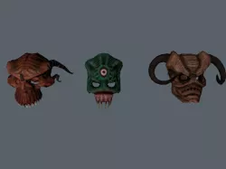 Demonic Helmets Low-poly  3D model