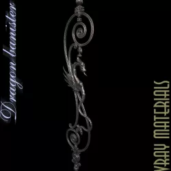 Dragon Motif Wrought Iron Stair Baluster 3D model