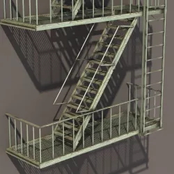 Fire Escape Stairs Low Poly Low-poly  3D model