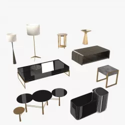 Lamps and tables furniture collection 3D model