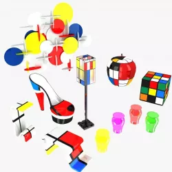 Mondrian Style Furniture 3D model