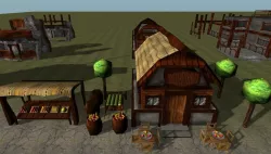 Old Style Building Set Low-poly  3D model