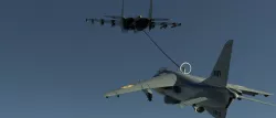 Sukhoi 30 mki and harrier jumpjet buddy refueling 